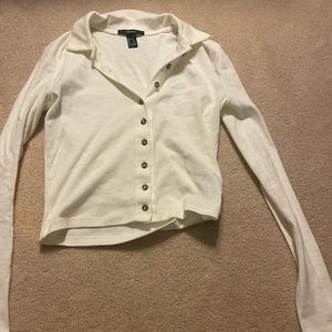 White crop button down Long sleeve